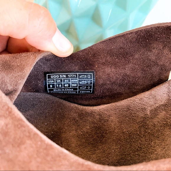 UGG Classic Dark Brown Leather Wedge Sandals - Picture 5 of 8